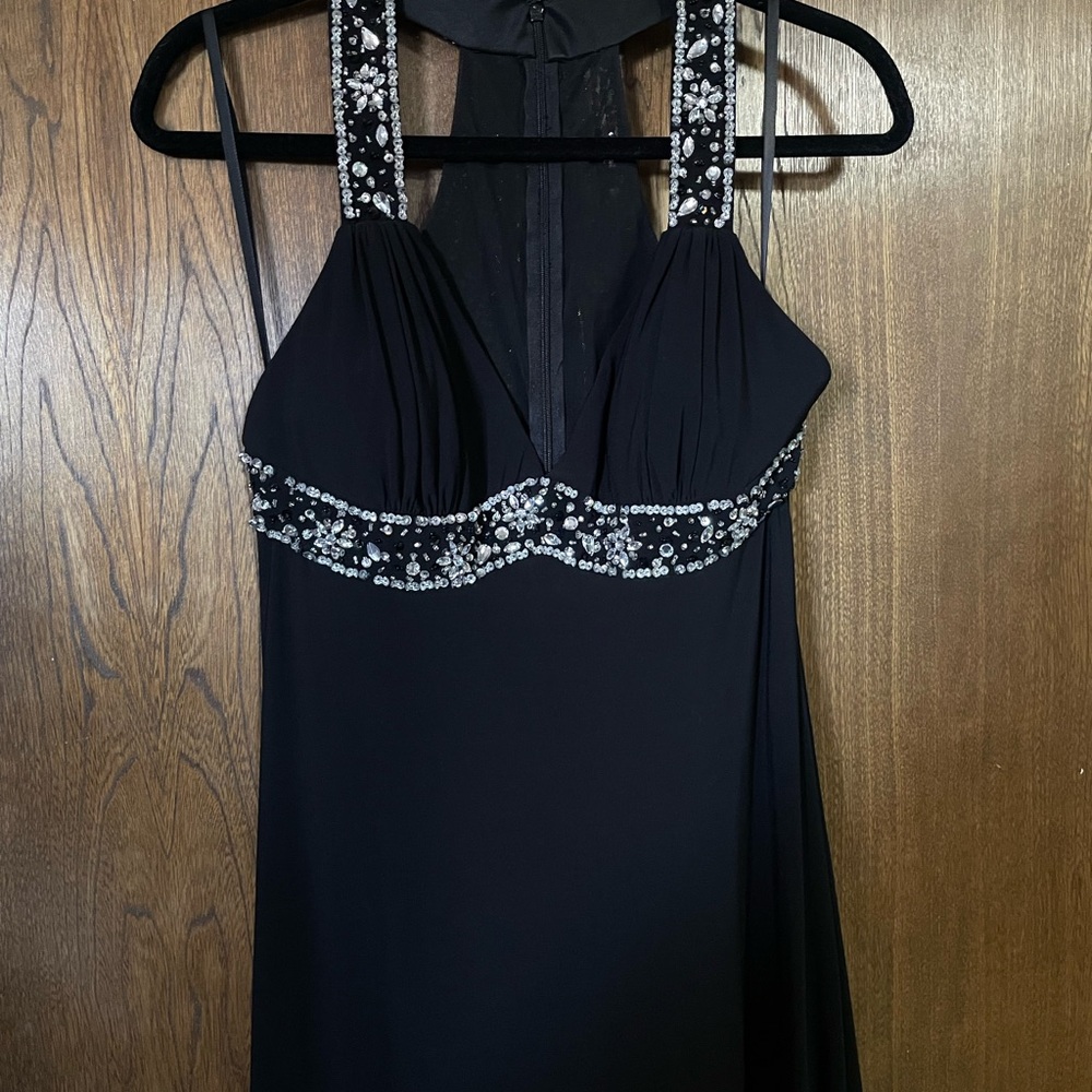 Xscape Black Dress with Silver Details